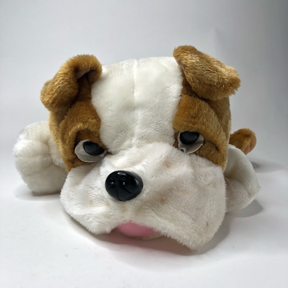 VINTAGE Kellytoy Tan White Bulldog Plush Stuffed Dog Animal Plushie Kids Stuffie
